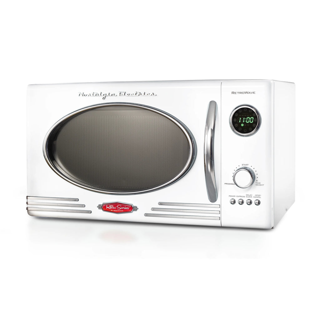 Retro Microwave for Countertop 0.9 cu ft Vintage Microwave, White