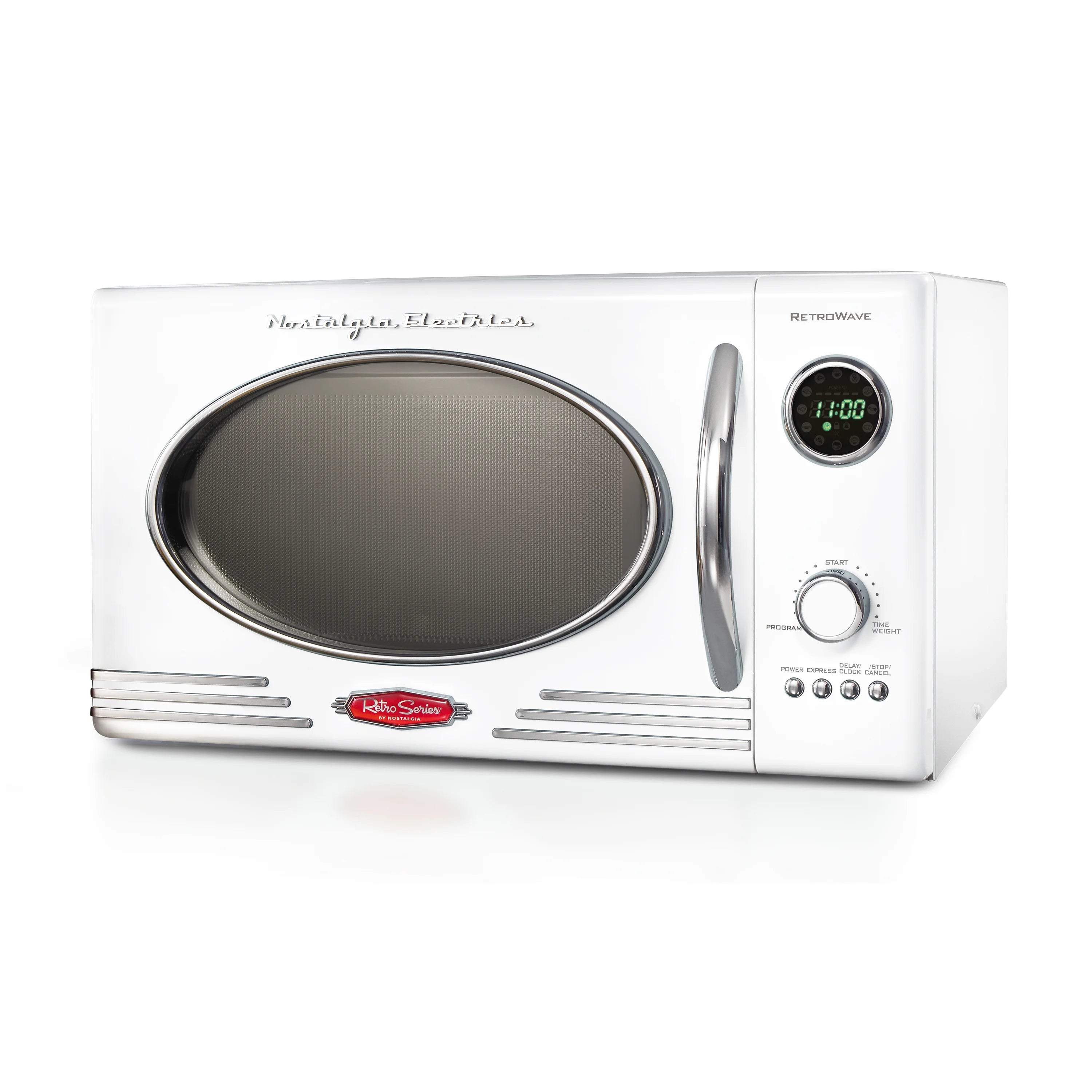 Retro Microwave for Countertop 0.9 cu ft Vintage Microwave, White