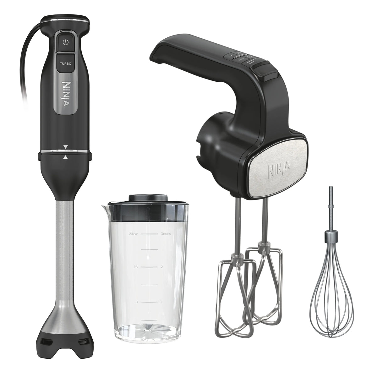 Ninja Foodi Power Mixer System with Hand Blender and Hand Mixer Combo and 3-Cup Blending Vessel