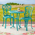 Goldie 3-Piece Cast Aluminum Garden Bistro Set, Teal