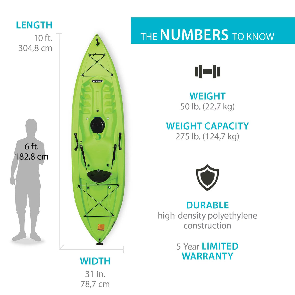 Lifetime Tahoma 10 ft Sit-on-Top Kayak, Lime Green (90816)