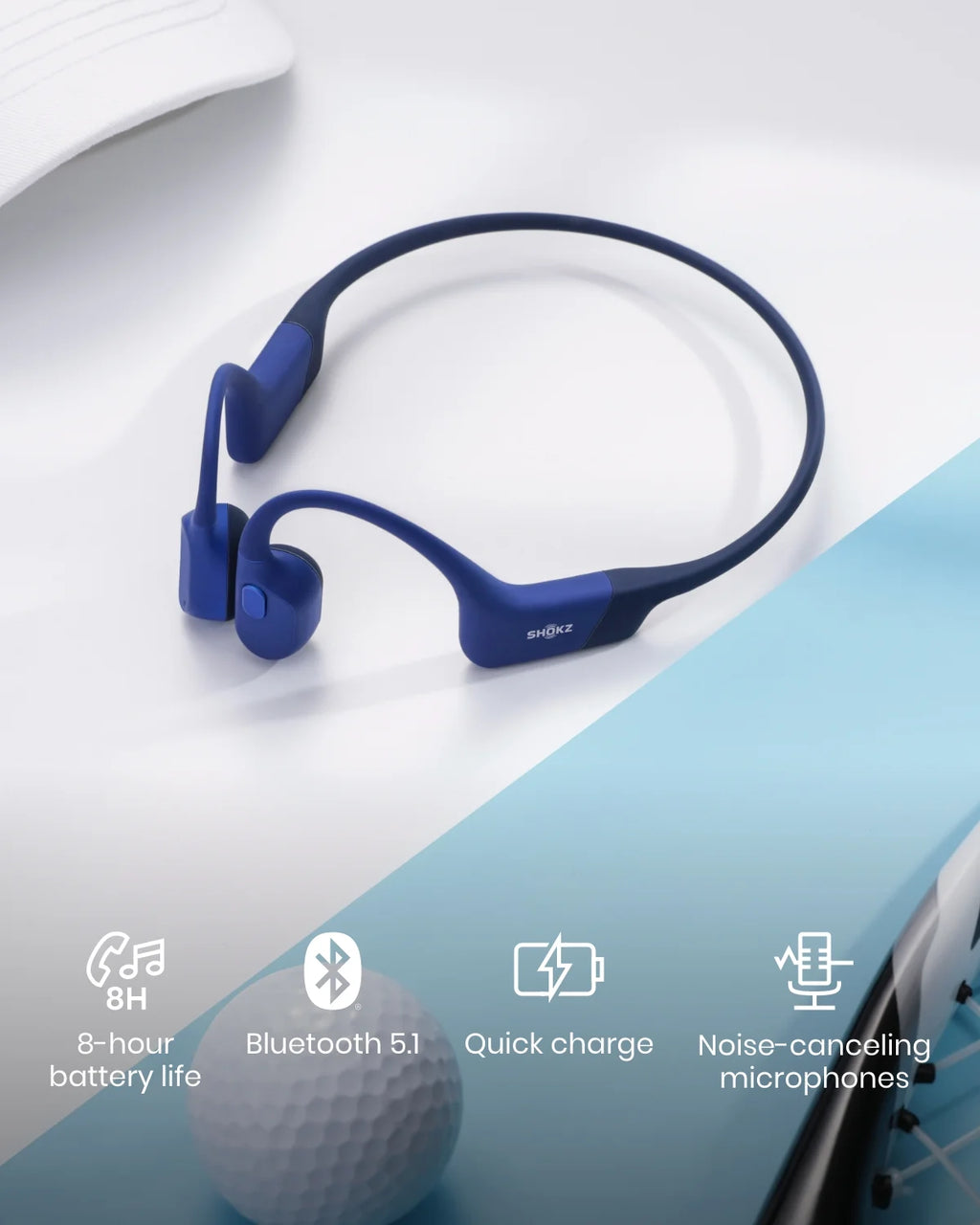OpenRun Mini Bone Conduction Waterproof Bluetooth Headphones for Sports with Cooling Wristband (Blue, Mini)