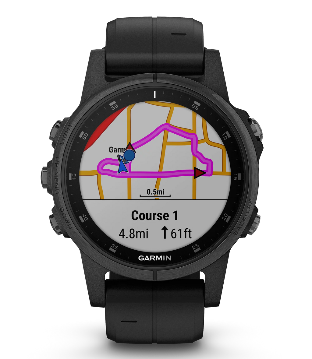 Garmin Fenix 5S Plus Sapphire Smart Watch, Black with Black Band