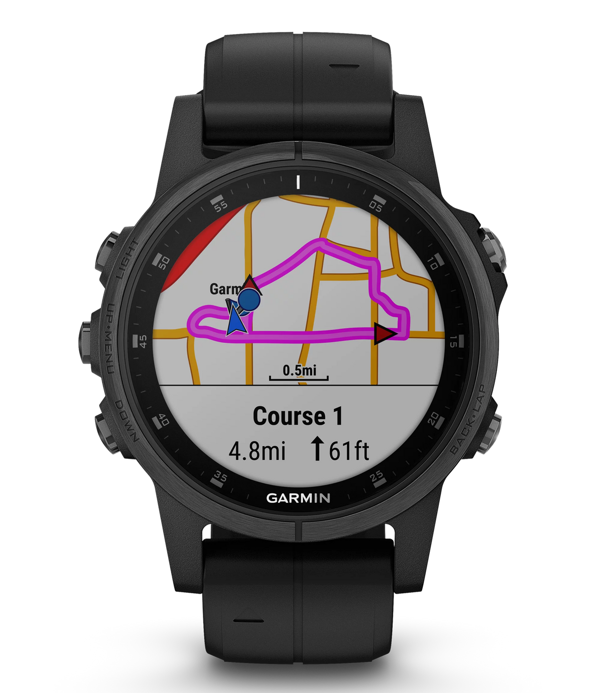 Garmin Fenix 5S Plus Sapphire Smart Watch, Black with Black Band
